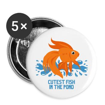 Cutest Fish In The Pond - Buttons large 2.2'' (5-pack) - white