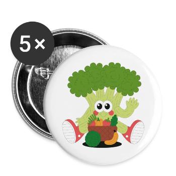 BROCOLI LOVER VEGAN - Buttons large 2.2'' (5-pack) - white