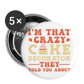 Cake Decorating Crazy Cake Decorator music yellow - Buttons large 2.2'' (5-pack) - white