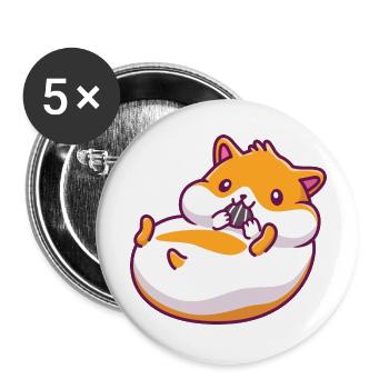 Cute Hamster Eating Sunflower Seed toon - Buttons large 2.2'' (5-pack) - white