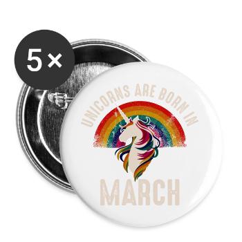 Unicorns Are Born In March - Buttons large 2.2'' (5-pack) - white