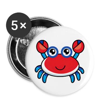 Red White and Blue Happy Crab - Buttons large 2.2'' (5-pack) - white
