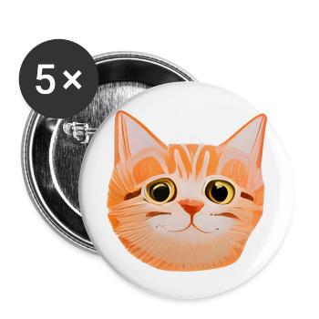 Cute Orange Tabby Cat Face - Buttons large 2.2'' (5-pack) - white