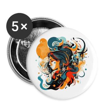 Graphic Art Design - Buttons large 2.2'' (5-pack) - white