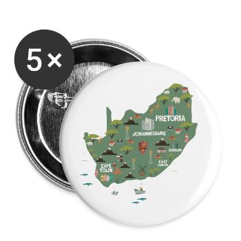 South Africa Illustrated Map - Buttons large 2.2'' (5-pack) - white