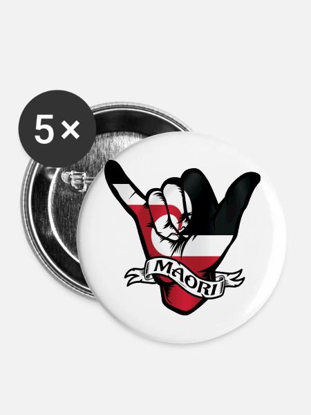 Maori Shaka - Buttons large 2.2'' (5-pack) - white