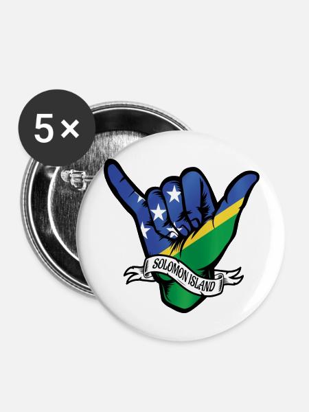 Solomon Island Shaka - Buttons large 2.2'' (5-pack) - white