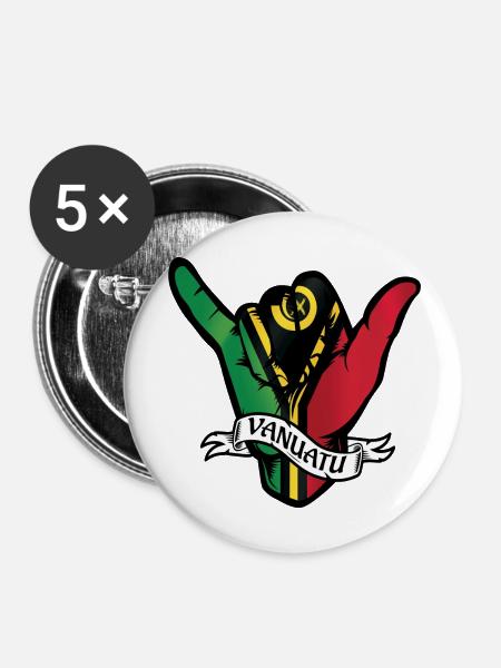 Vanuatu Shaka - Buttons large 2.2'' (5-pack) - white