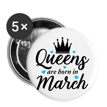 Queens are Born in March collection - Buttons large 2.2'' (5-pack) - white