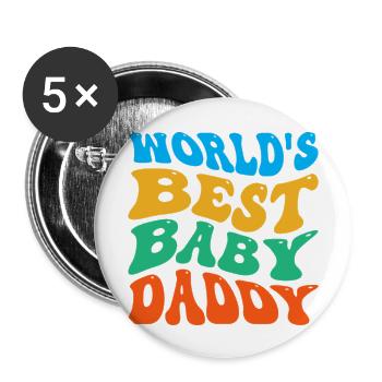 World s Best Baby Daddy - Buttons large 2.2'' (5-pack) - white
