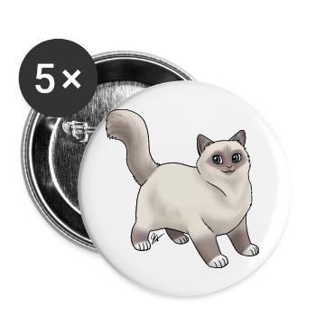 Cat Birman Blue Point - Buttons large 2.2'' (5-pack) - white