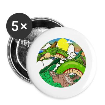Dragon In Great Wall China - Buttons large 2.2'' (5-pack) - white