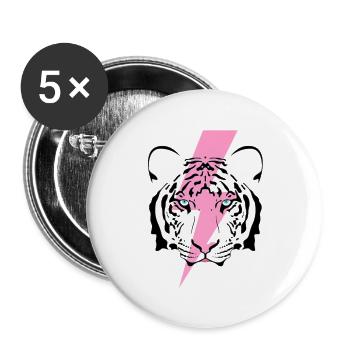 tiger and hot pink lightning bolt premium - Buttons large 2.2'' (5-pack) - white