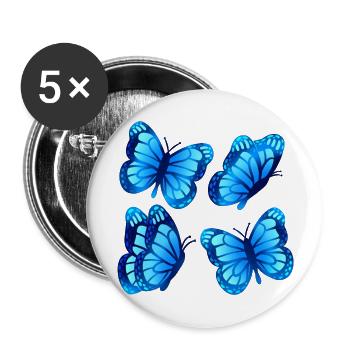 Blue Morpho Butterflies - Buttons large 2.2'' (5-pack) - white