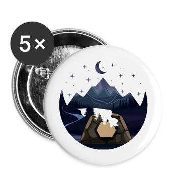 Camping Tent Mountain Trees Landscape Cut Out - Buttons large 2.2'' (5-pack) - white