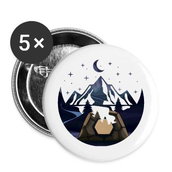 Camping Tent Mountain Trees Landscape Cut Out - Buttons large 2.2'' (5-pack) - white