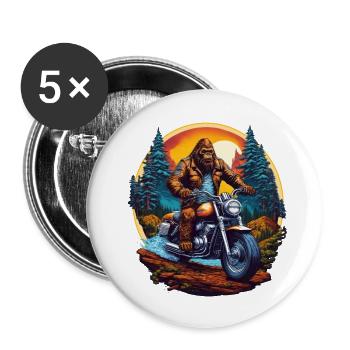Bigfoot Biker - Buttons large 2.2'' (5-pack) - white