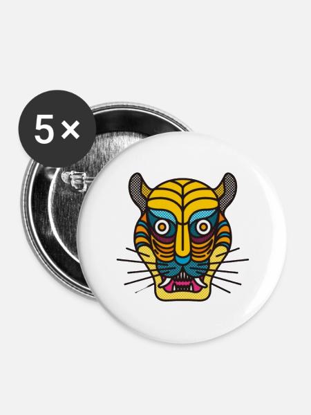 The Tiger Mask - Buttons large 2.2'' (5-pack) - white