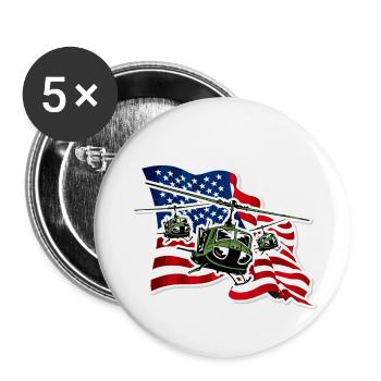 US Army UH 1 With US Flag Tshirt - Buttons large 2.2'' (5-pack) - white