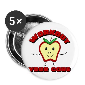 Workout Your Apple Core - Buttons large 2.2'' (5-pack) - white