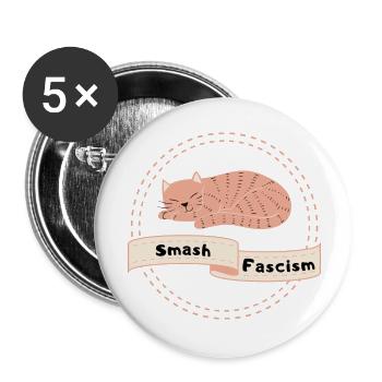 Smash Fascism Cute Antifa Cat - Buttons large 2.2'' (5-pack) - white