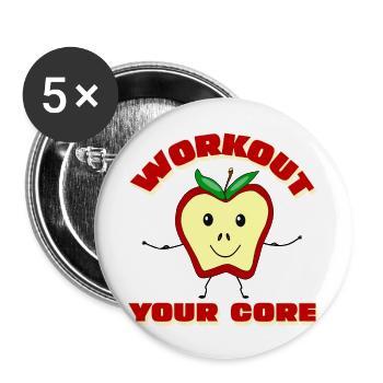 Workout Your Apple Core - Buttons large 2.2'' (5-pack) - white