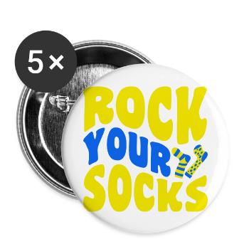 Rock Your Socks Down Syndrome Awareness - Buttons large 2.2'' (5-pack) - white