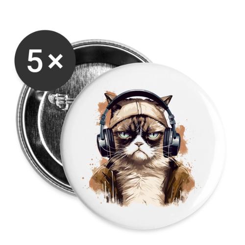 Funny Cat - grumpy face - Buttons large 2.2'' (5-pack)