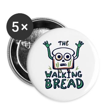 the walking bread zombie - Buttons large 2.2'' (5-pack) - white