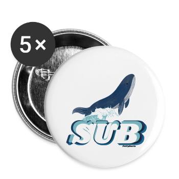 Retro Style Whale Sub - Buttons large 2.2'' (5-pack) - white