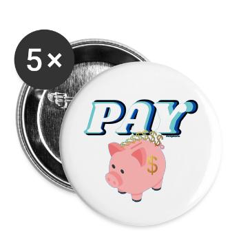 Retro Style Pay Pig - Buttons large 2.2'' (5-pack) - white