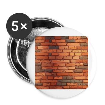 Brick Wall Pattern Illustrated - Buttons large 2.2'' (5-pack) - white