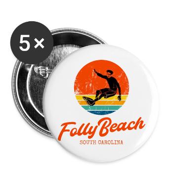 Folly Beach South Carolina - Buttons large 2.2'' (5-pack) - white