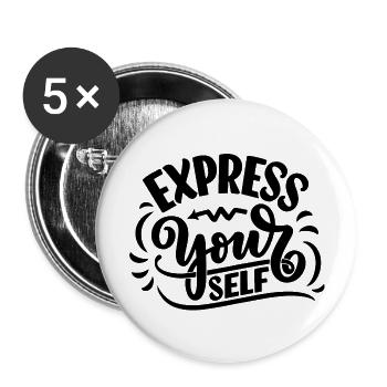 Express yourself - Buttons large 2.2'' (5-pack) - white