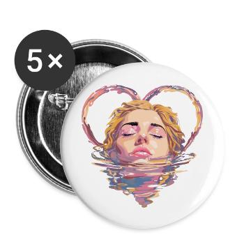 Drowning in love / Broken Heart - Buttons large 2.2'' (5-pack) - white