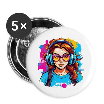 Gamer Girl - Buttons large 2.2'' (5-pack) - white