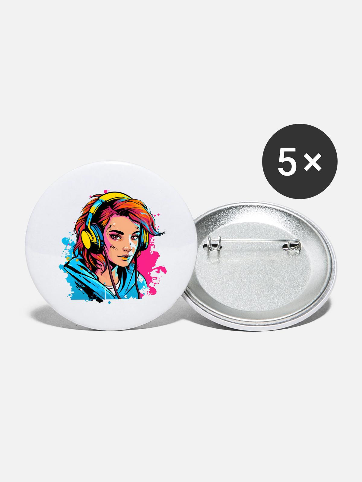 Gamer Girl - Buttons large 2.2'' (5-pack) - white