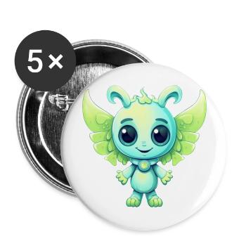 Comic Alien Angel: Cute and Friendly - Buttons large 2.2'' (5-pack) - white