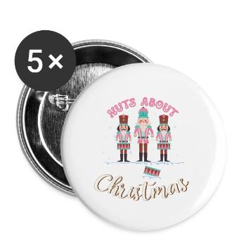 Pink Nutcracker Nuts about Christmas Holiday - Buttons large 2.2'' (5-pack) - white