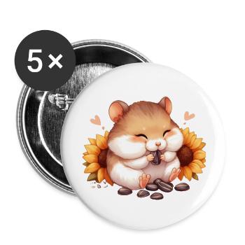 Sunflower Seeds & Hamsters - Buttons large 2.2'' (5-pack) - white
