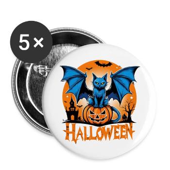Blue Cat Halloween Classic T-Shirt - Buttons large 2.2'' (5-pack) - white