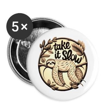Take it slow - Buttons large 2.2'' (5-pack) - white