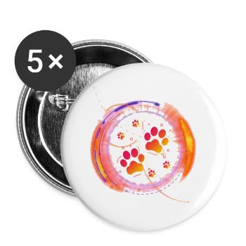 Futurist Paw print - Buttons large 2.2'' (5-pack) - white