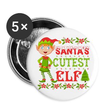 Santa Cutest Elf Christmas - Buttons large 2.2'' (5-pack) - white