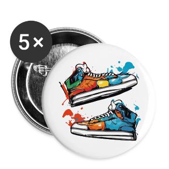 Street Sole Art: Shoes Graffiti Splash - Buttons large 2.2'' (5-pack) - white