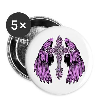Religious Faith Cross Angel Wings - Buttons large 2.2'' (5-pack) - white