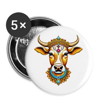 Pongal Decorated Cow - Buttons large 2.2'' (5-pack) - white