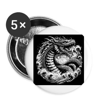 Leviathan's Oceanic Fury - Black And White Square - Buttons large 2.2'' (5-pack) - white