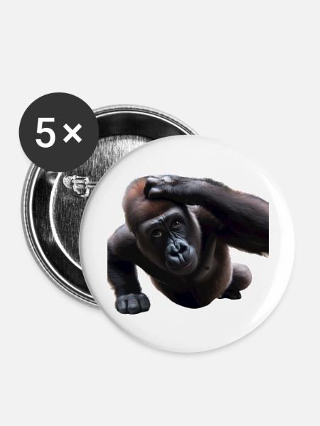 Gorilla doing push-ups. - Buttons large 2.2'' (5-pack) - white