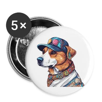 Alpha Dog - Buttons large 2.2'' (5-pack) - white